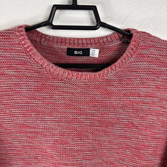 BDG Men's L Crew Sweater Pink Coral Gray Marled - Picture 7 of 14